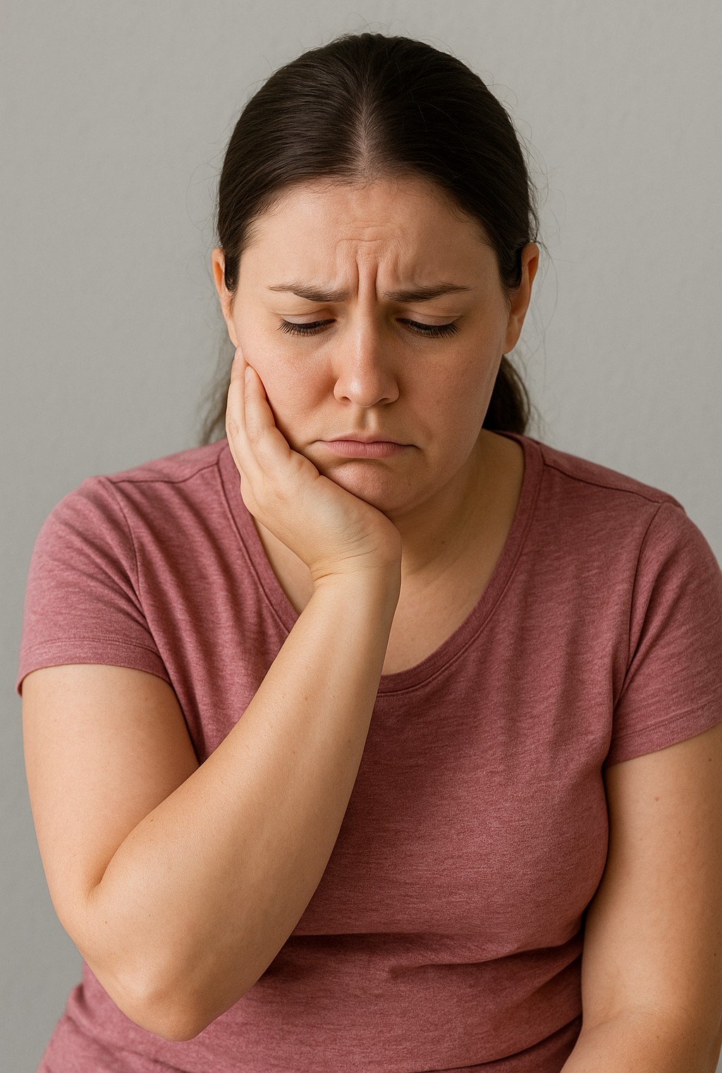 Woman frustrated with weight loss journey